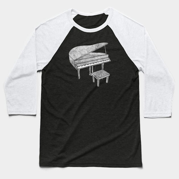 Piano Baseball T-Shirt by Kelly Louise Art
